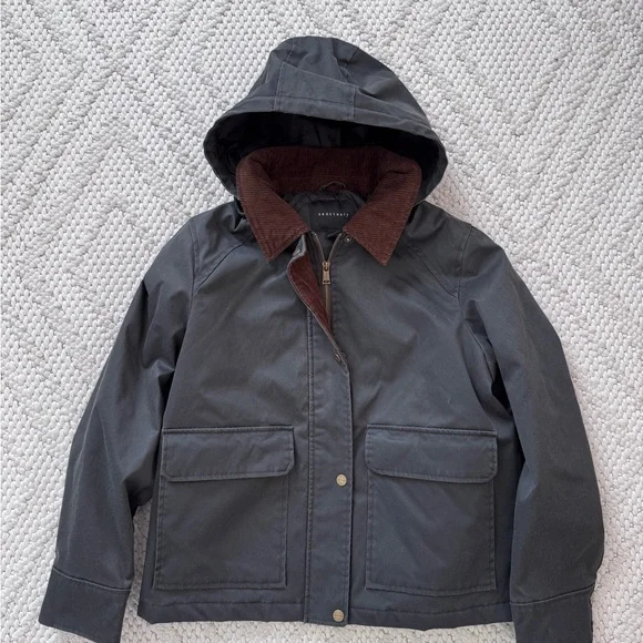 NWT Sanctuary Dark Gray/Faded Black Corduroy Trimmed Jacket Medium - Picture 9 of 11